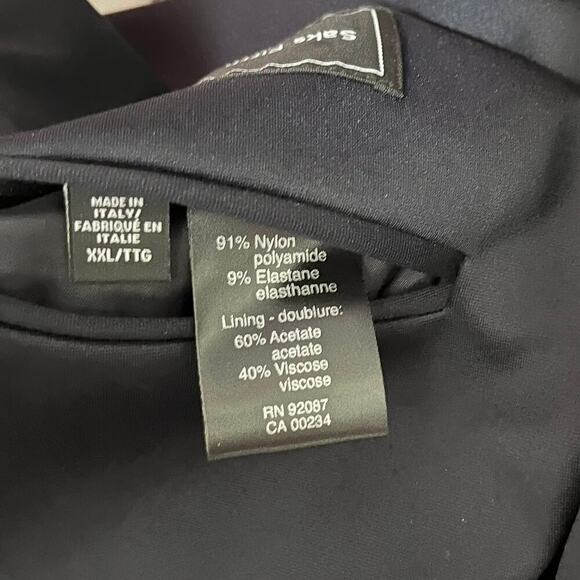 Saks Fifth Avenue Modern Single Breasted Blazer Size XXL Navy Sport Jacket - Picture 9 of 11